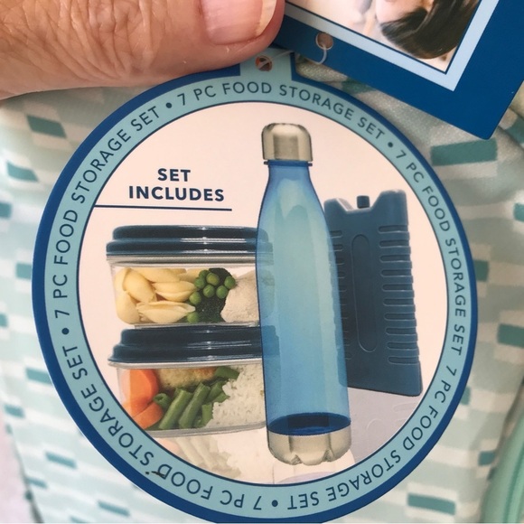 insulated lunch tote for hot & cold food storage in turquoise 7 piece - Picture 4 of 14